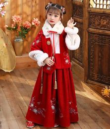 Vêtements Ensembles hiver plus épais Hanfu robe filles enfants enfant costume enfant enfant carnaval cosplay chinois ancien 2-15t