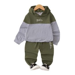 Kleding sets winter peuter baby jongens trainingspak lange mouw hoodie + broek sweatsuit colorblock sweatshirt broek jogger sportkleding 1-6t