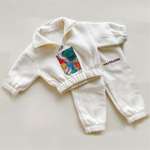 Conjuntos de ropa Conjuntos de ropa para niños cálidos de invierno Espesar HalfZip Chaqueta de lana Pantalón Bebé Niño Chándal Ropa para niños Ropa para niña pequeña Traje 230825