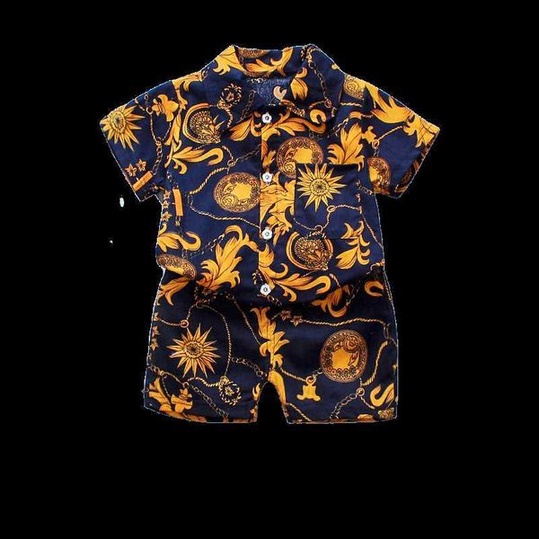 Conjuntos de ropa Año Baby Boys Floral Impresión Conjunto de ropa de verano Camisa de manga corta Top+Pantalones 2 PCS Niños Holiday Beach Fit R230815