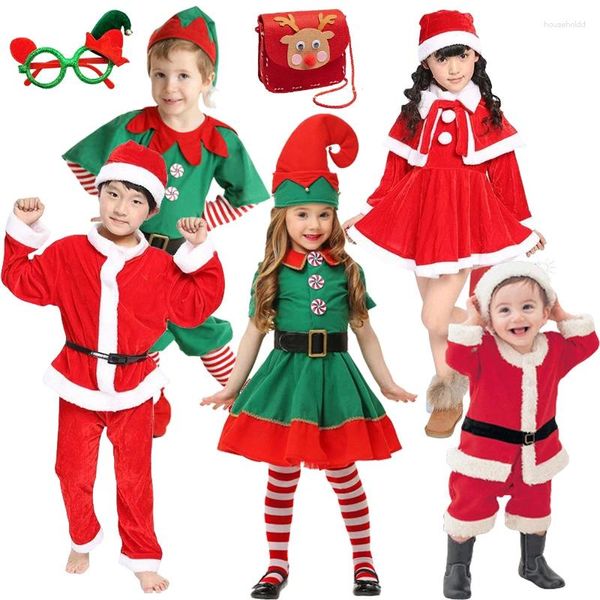 Ensembles de vêtements Années Enfants Rouge Vêtements De Noël Père Noël Cosplay Costumes De Noël Garçons Et Filles Eve Party Vêtements