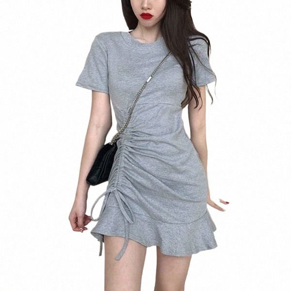 Vêtements Chemise Femme Dres 2023 Bandage Dr Ruffle Court Mini T-shirts Une pièce Chic et élégant Assez Chaud Lâche X L23i #