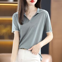Vêtements T-shirt à manches courtes T-shirt Femme Shirts de cou Polo Plow pour femmes Red Tops Sale Luxury Youth Synthetic Aesthetic v Cotton
