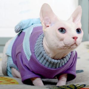 Vêtements Sphynx Cat Vêtements Automne Hiver Chaud Pet Cat Combinaison À Capuche Avec Bowknot Chaton Chat Pyjamas Costumes Pour Sphinx Devon Chats