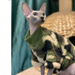Vêtements printemps Sphinx chat vêtements armée vert sweat à capuche pour animaux de compagnie pour Sphynx chemise douce chaud chaton combinaison Devon Rex automne Kitty tenue