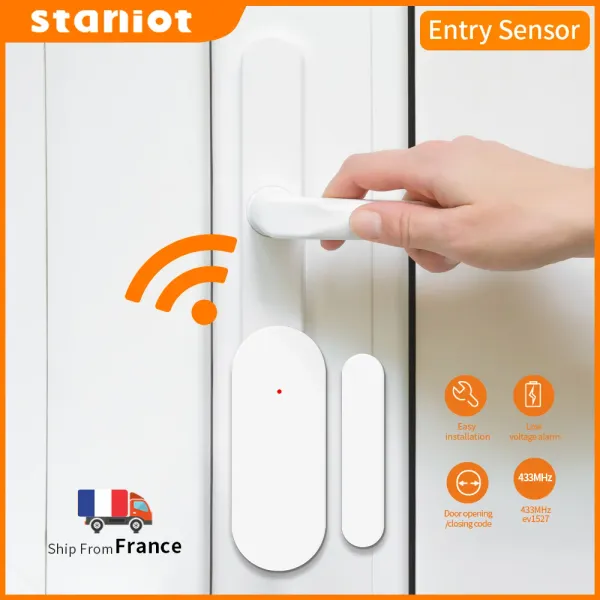 Ropa Staniot DS100 Tuya 433MHz Accesorios de alarma de control remoto inteligente Puerta inalámbrica y sensor de alarma de ventana Puerta abierta/cerrada