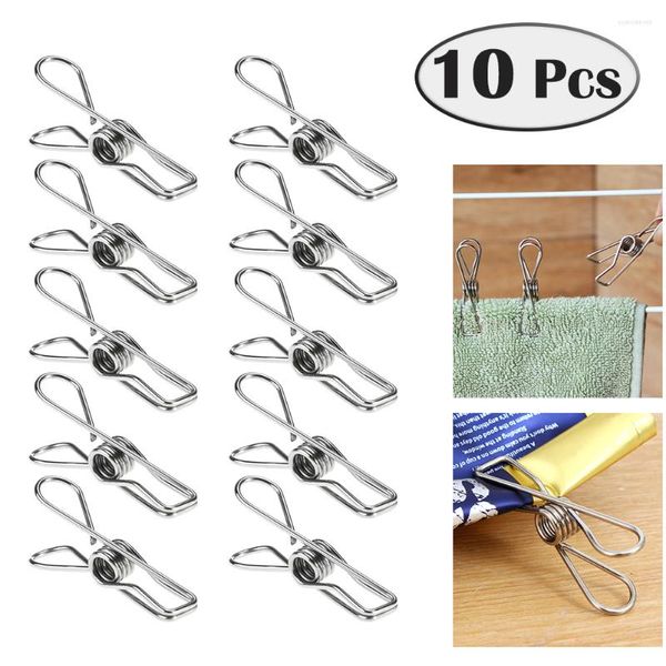 Stockage de vêtements 10pcs Cachets en acier inoxydable Pégages de clips métalliques Chaussettes de couverture multifonctionnelles