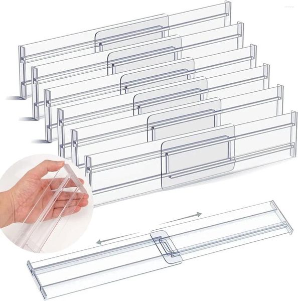 Clothing Storage 4 Pack Dirker Dividers Organimateurs Réglables Dusineurs en plastique transparent Séparateurs pour les ustensiles et bureau de cuisine