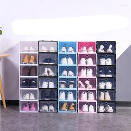 Kledingopslag 6 stks/set opvouwbare schoenendoos transparante plastic rek bakken laden combinatie flip cover room organisator hanger