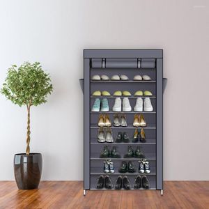 Almacenamiento de ropa Est 10 niveles Zapatero con cubierta a prueba de polvo Armario Botas Gabinete Organizador de habitación Decoración para el hogar Muebles Estantes para zapatos