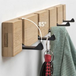 Kleding Opslag Vouwbare kaprek Rek Bamboo Gang Hoed Hook Hanger Slaapkamer Deur Wandmontage Hoek Room keukentoiletwandbeugel