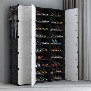 Armario de zapatos de múltiples cubos para almacenamiento de ropa, organizador Modular DIY para el hogar, armario de dormitorio, estante de plástico con colgador de paraguas