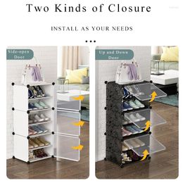 Kledingopslag Meerlagige eenvoudige schoenenrek Space Saving Shoes Boots Organizer Kast Diy Assembled modulekast met deurmeubels