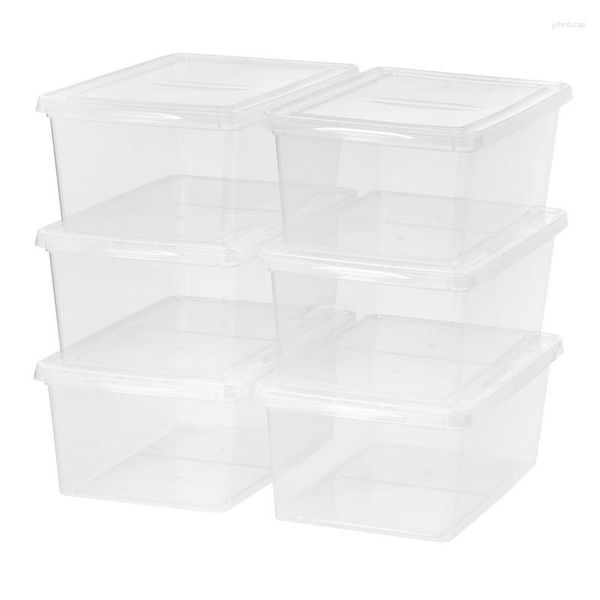 Boîte de rangement pour vêtements empilable en plastique, ensemble transparent de 6 pièces, organisation de la maison et cintres pour l'organisation des tiroirs à vêtements