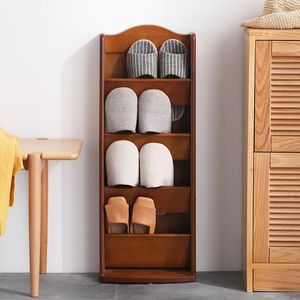 Rangement de vêtements Armoires à chaussures Meubles Simple Multicouche Petite armoire Stand Salon Porte-pantoufles en bois massif pour économiser de l'espace