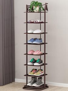 Rangement de vêtements Simple étagère à chaussures maison en fer forgé multicouche économique peu encombrant dortoir petite porte d'armoire étagère anti-poussière