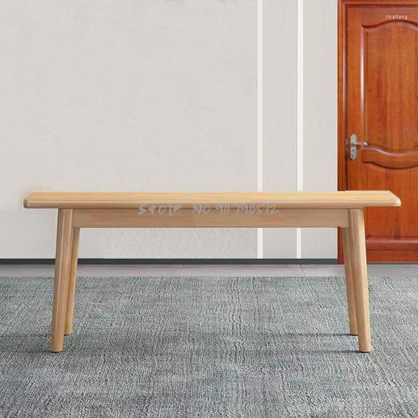 Almacenamiento de ropa mesa de comedor de madera maciza y taburete cambio de zapatos banco largo nórdico moderno minimalista dormitorio cama extremo hogar