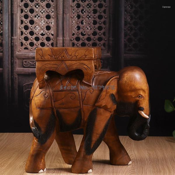 Deposito abbigliamento Thailandia importato intaglio del legno in legno massello Panca per elefante Portico Sgabello Sostituzione delle scarpe Lucky Decorativo Basso Stoo