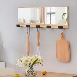 Perchero de pared para almacenamiento de ropa, perchero de bambú para dormitorio, gancho creativo de madera maciza para colgar en madera