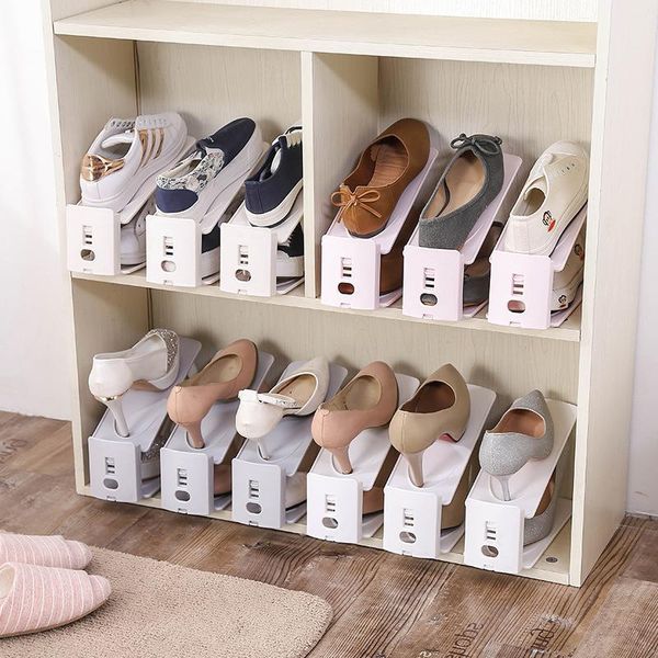 Armoire de rangement de vêtements Double couche réglable Simple support de chaussure créatif anti-poussière chaussures support maison organisateur