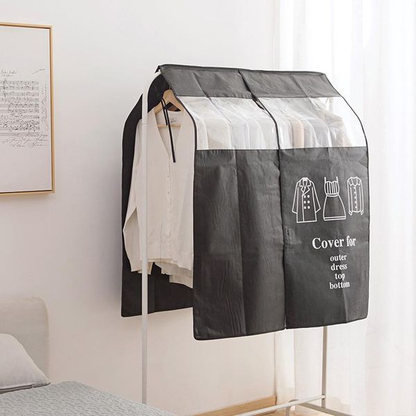 Vanzlife Garde-robe de rangement pour vêtements, manteau non tissé, housse anti-poussière, pardessus suspendu pour la maison, costumes, sacs de poche, organisateur de placard