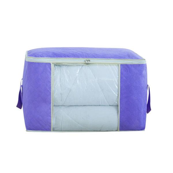 Armoire de rangement de vêtements sac à fermeture éclair pour placard roi couette oreiller couette organisateurs de couverture avec grande fenêtre transparente poignées de transport TB