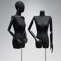 Kledingwinkel dames volwassen mannequins Koreaanse bovenlichaam vrouwelijke dressmaker mannequin voor dameskleding zwarte display stand