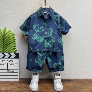 Kleding Zomer Kinderen Casual jongens Babykleding Set Y Katoenpak Girls Sets Cartoon Bear Print Shirt Shorts PCS