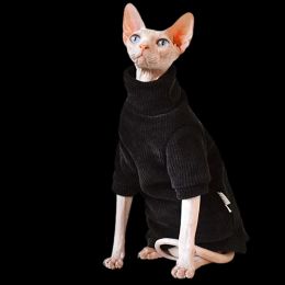 Ropa Suéter de cuello alto de terciopelo para gato, trajes de gatito, ropa de invierno, esfinge engrosada, ropa de gato sin pelo, disfraz de gato Sphynx