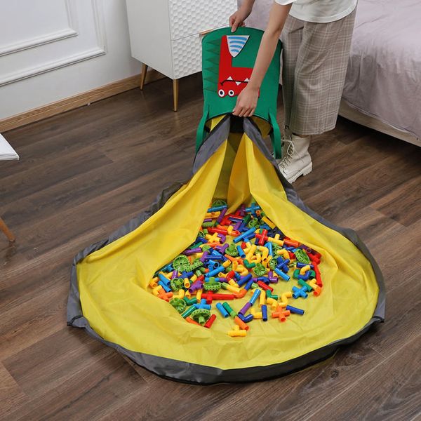 Vêtements Armoire de rangement de style crocodile sacs de rangement en tissu avec couvercle avec tapis de jeu rapide pour les jouets pour enfants