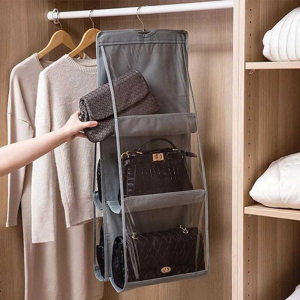 Almacenamiento de armario de ropa para armario, bolsa de almacenamiento transparente, bolso, puerta, pared, bolsa transparente para zapatos con bolsa para colgar R231102