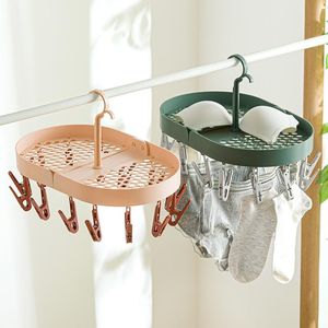 Vêtements Wardrobe Storage Multi Clip Hangle Séchage Sèche Sous-vêtements Baby Hanging Clothes Rack Rack Balcon Maison peut être plié et tournéclclcl