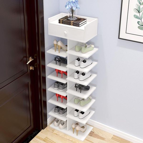 Armoire à vêtements rangement étagère à chaussures multicouche Simple économie domestique gain de place famille armoire en bois porte de dortoir petites chaussuresClothi