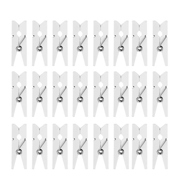 Almacenamiento de guardarropa de ropa OMZ 100 Uds. Mini blanco 2,5 cm Clips de papel versátiles de madera para uso general pinza para ropa imágenes de Cable Po