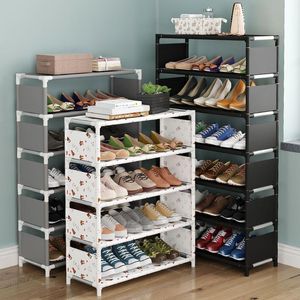 Kleding Garderobe Opslag Eenvoudige schoenenrek Organizer Nonwoven Stoffe Handway Cabinet Metalen plank Laarzen Schoenen Woonkamer Furnitur