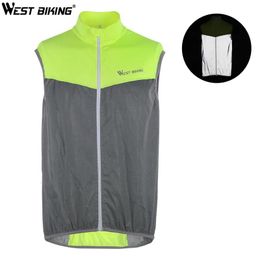 Vêtements West Biking Viete Réflexion Cycling Windproof Safety Bike Veste sans manches Cycling Jersey Running Sport Gear Men Women Women Bike