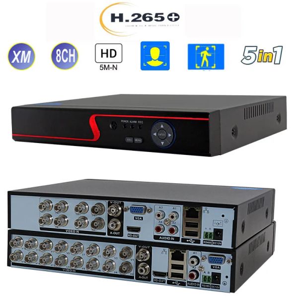 Ropa xmeye 8ch 16Channel H.265 DVR 5MN 4MPN 1080P 720P Registrador de video CCTV para AHD CVBS Sistema de protección de seguridad de cámara IP analógica IP