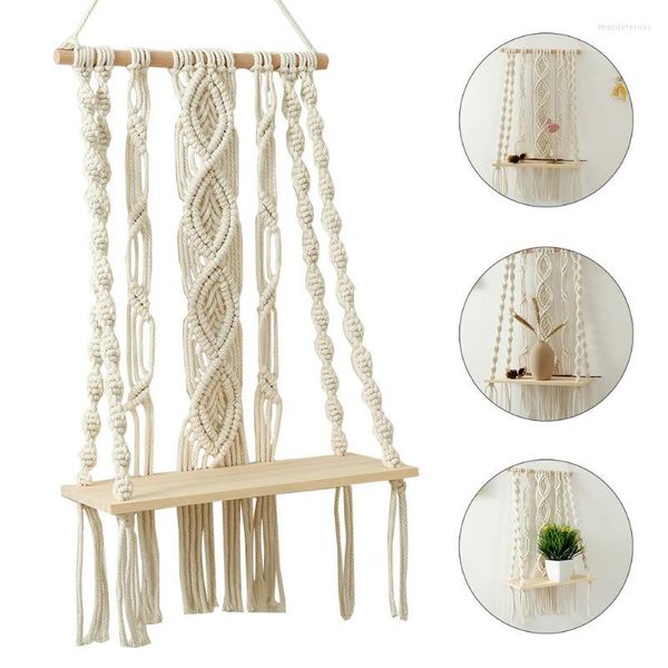 Hilo para ropa, 1 pieza, macramé, estante para colgar en la pared, cuerda tejida, colgador de plantas duradero bohemio