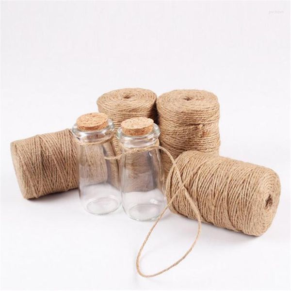 Fil de vêtements bricolage paquet d'éclairage corde épaisse 3mm/100 Yard cordes de lin pour la décoration de bouteilles de vin projets d'artisanat