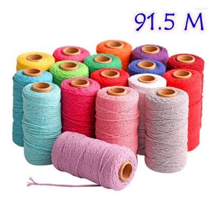Clothing Yarn Macrame Cord 100m Long/100Yard Pure Cotton Twisted Rope Crafts Artisan String Multicolor Linen QW