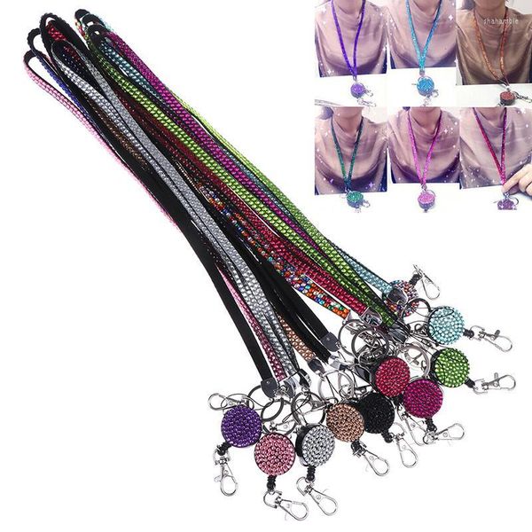 Vêtements Fil Pc Cristal Strass Longes Dames Cou Lanière Clé Sangle Pour Carte Badge Gym Chaîne Téléphone Mobile