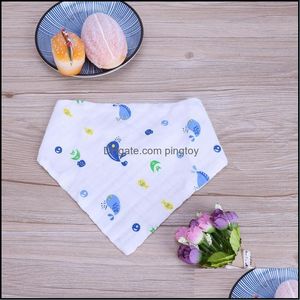 Doeken baby, kinderen moederschapscute blauwe walvis geprinte driehoek voeding jochin baby speeksel handdoek handdoek baby slabbetjes burp aessories drop levering 2