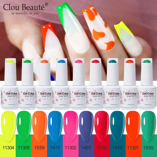 Clou Beaute 10pcs / lot vernis à ongles 15 ml Hybride Vernis Manucure semi-permanent trempage de gel à ongles peinture de gel LED UV Polour à ongles 240422