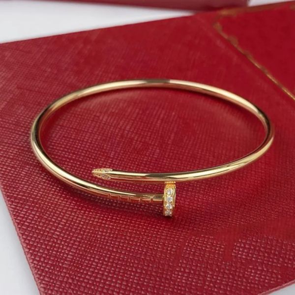 Clou Brazalete De Oro Clavo Fino Plata De Ley Hueco Pulsera Elástica Diamante Mujer Diseñador Calidad T0p Reproducciones Oficiales Regalos Premium Tiene Logo