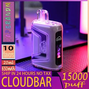 CloudBar NM 15000 Puffs Mega Vape jetable rechargeable 650mah Batterie rechargeable 20ml Pod mesh éliminer vs Randm tornado puff 15k avec lanière gratuite