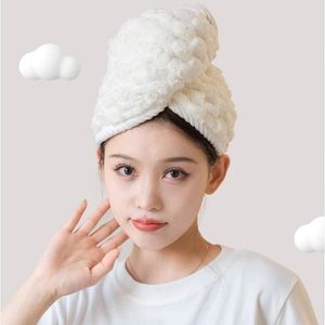 Chapeau de séchage de cheveux en velours de corail nuage super absorbant bonnet de serviette de soin des cheveux enveloppé Turban double couches bonnets de douche épaissis chapeaux de bain Q855