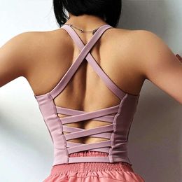 Cloud Hide Sexy Back Shirt Fiess Sports Bra Gym Workout Yoga Crop Top Exercice Home Unwear Bike Cycling Running Sportswear