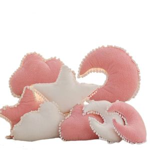 Nuage en peluche oreiller rose blanc en peluche doux étoile jeter oreiller lune coussin bébé enfants oreiller canapé décor à la maison filles oreiller coussin 240118