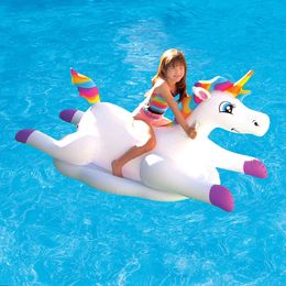 Flotteur de piscine gonflable Licorne arc-en-ciel Cloud Rider