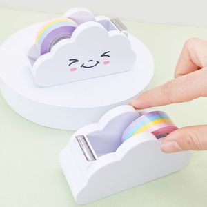 Wolkenvormige tape dispenser regenboog kleur briefpapier desktop tape houder pakking lijm machine levert tape snijder